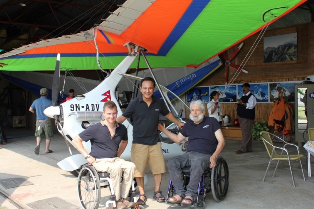 Dr.Scott Rains ready for paraglidig with his friends